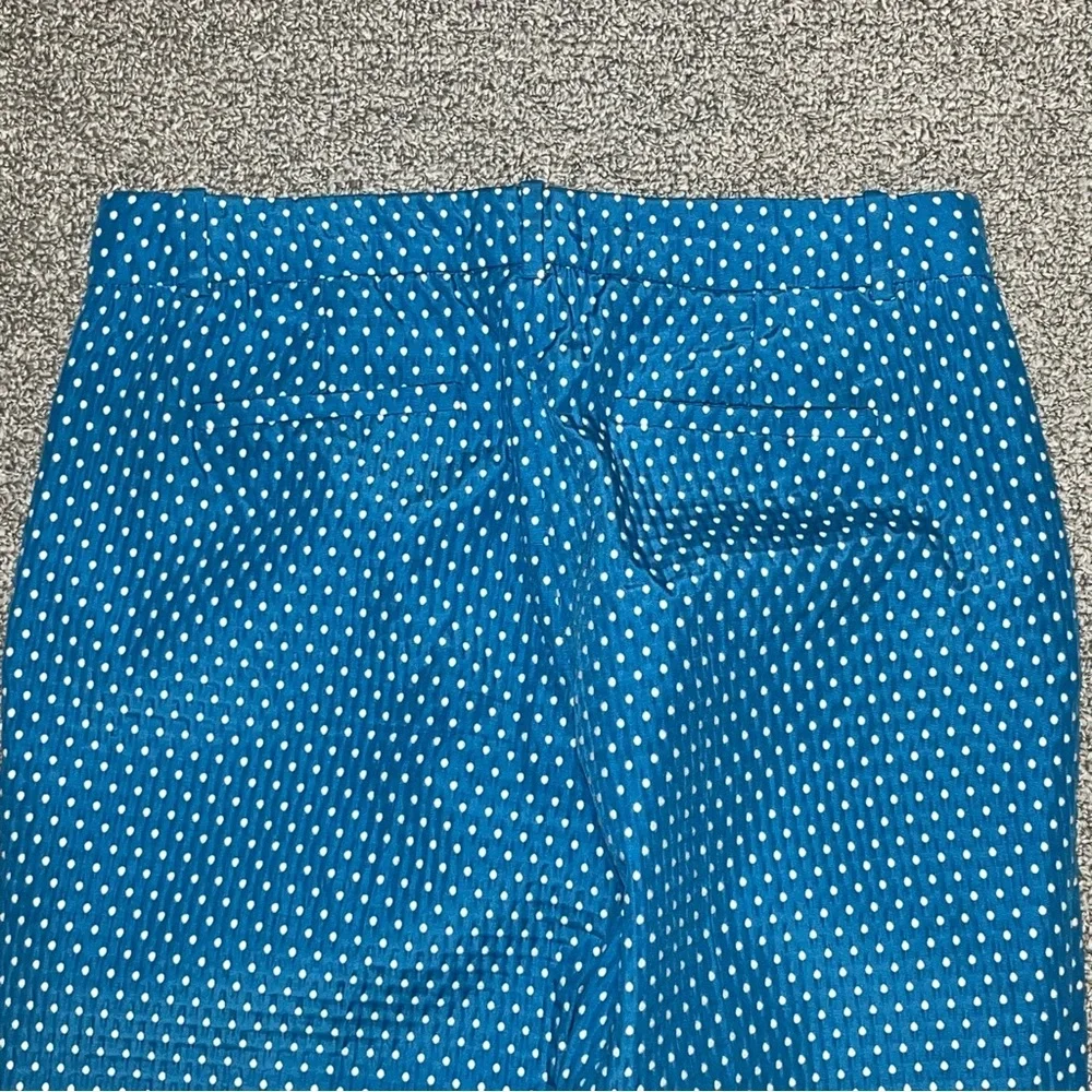 J.Crew Cafe Capri Polka Dot Pants Women's Size 4 Blue Mid Rise Stretch
